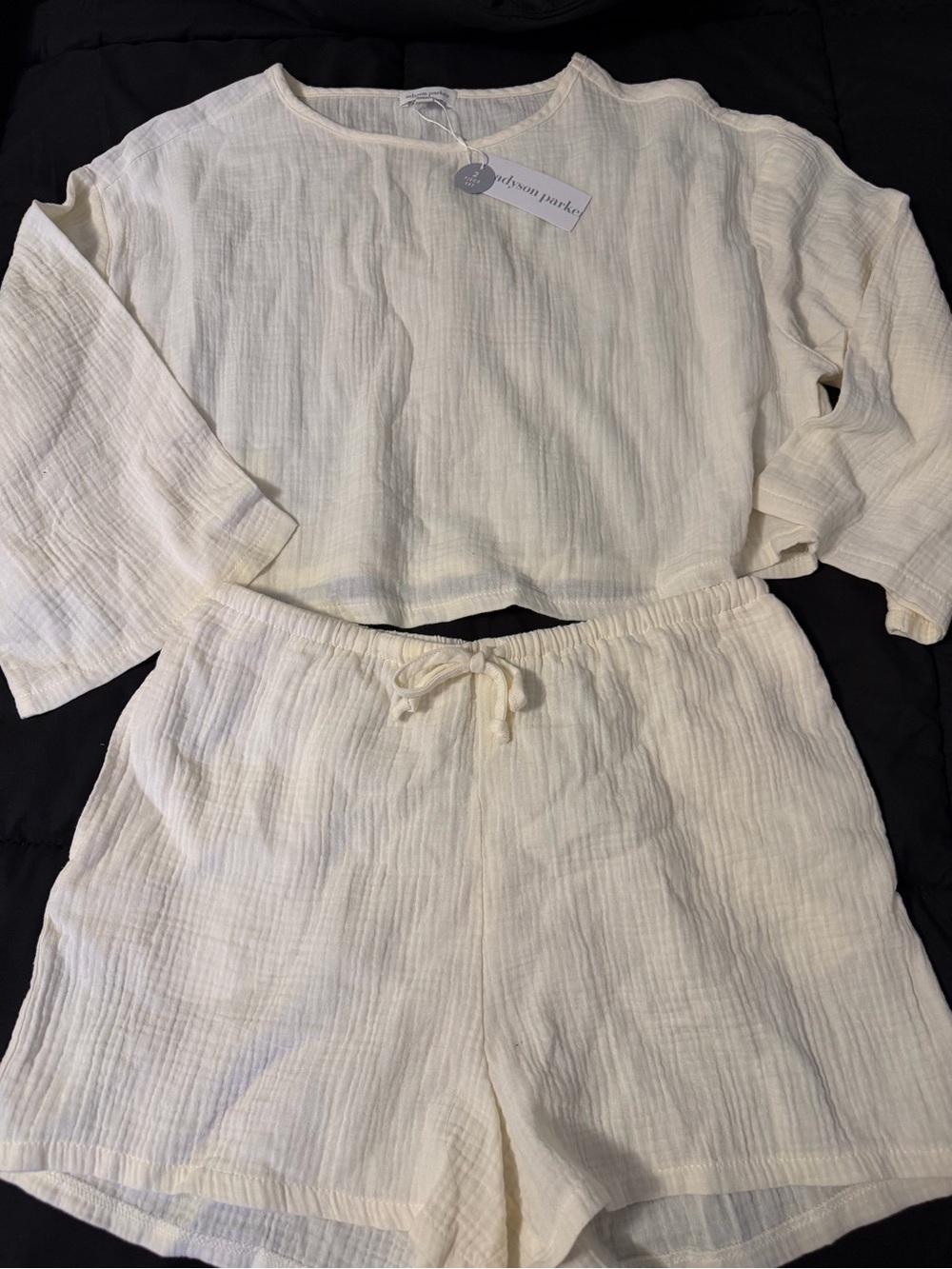 Adyson Parker Cream Two-Piece Kids Pajama Set